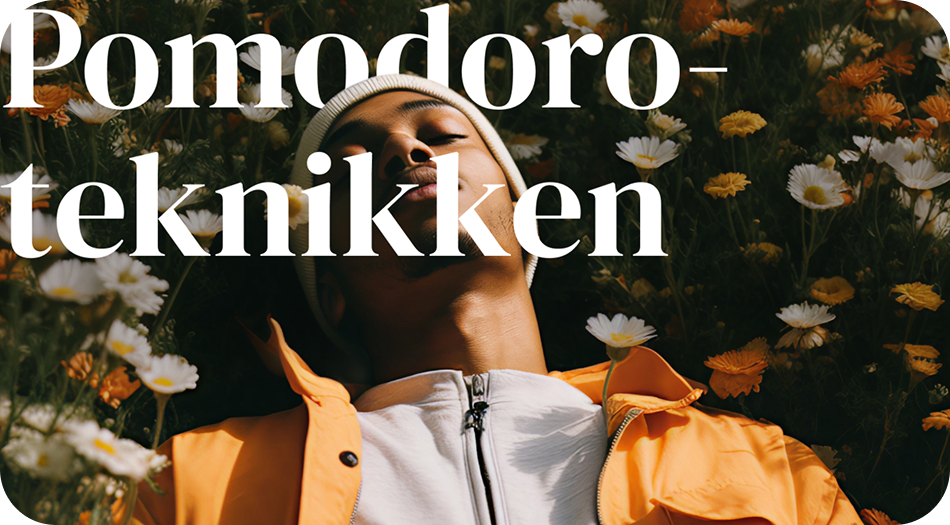 En mann som slapper av, fordi han følger Pomodoro-teknikken