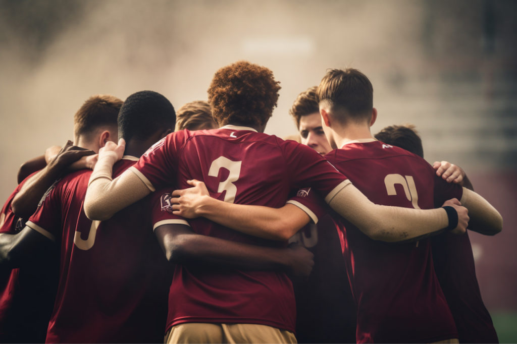Et fotballlag som snakker sammen og viser bra teamwork