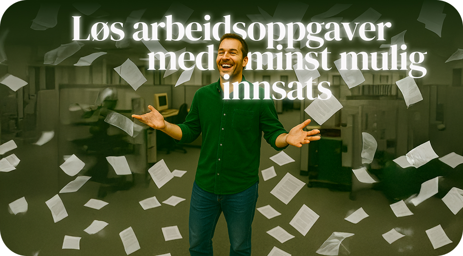 En glad mann på kontoret kan jobbe mer effektivt med More Service